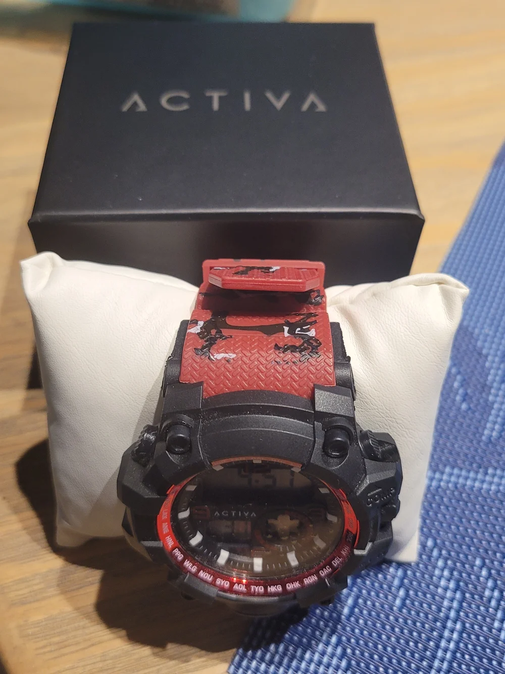 Ativa Red & Black Patterned Sport Watch Strap